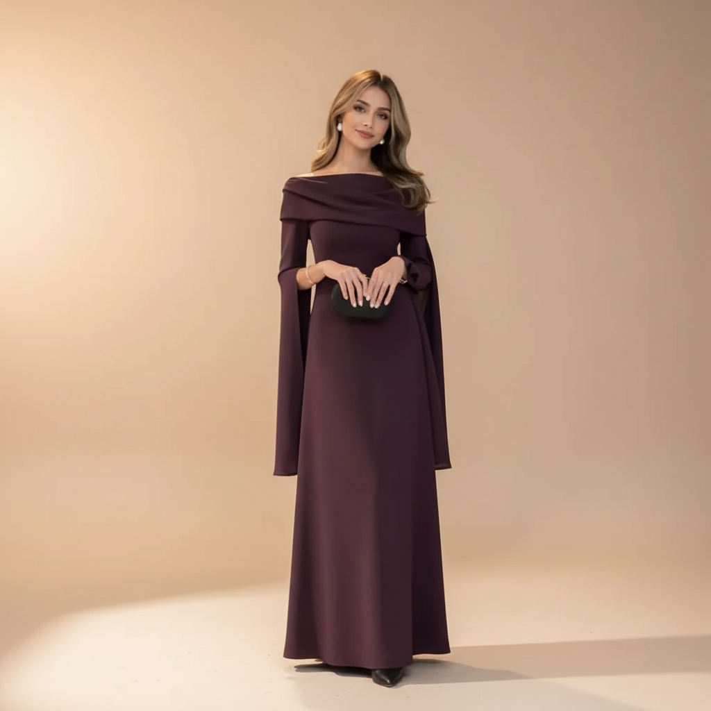 Off-Shoulder Σατέν Gala Φόρεμα