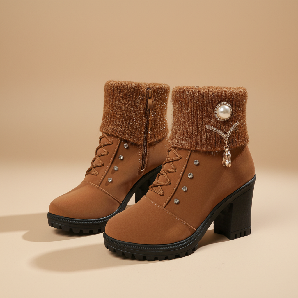 Πολυτελή πλεκτά μποτάκια μέχρι τον αστράγαλο