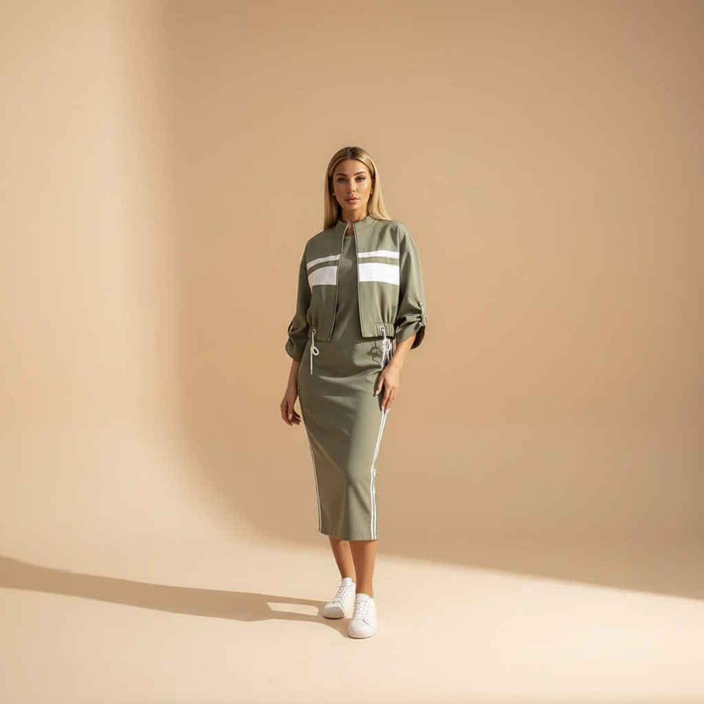 Γυναικείο Σετ Σακάκι με Όρθιο Γιακά & Φόρεμα