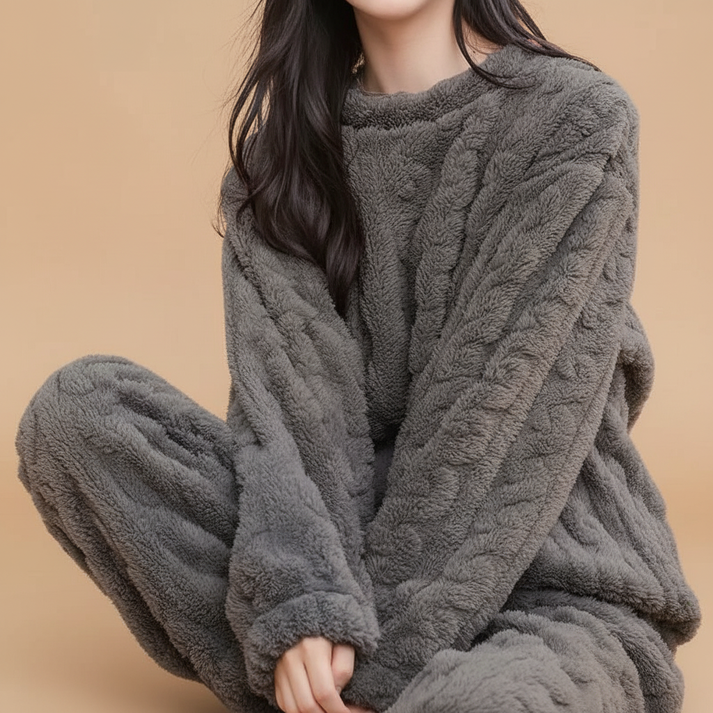 Πυτζάμα πιλού πιλού γυναικεία μαύρη