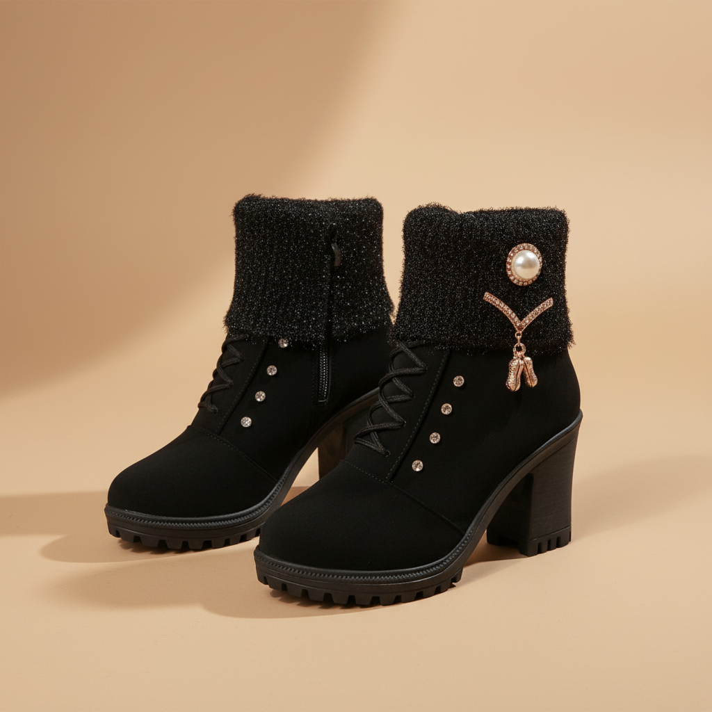 Πολυτελή πλεκτά μποτάκια μέχρι τον αστράγαλο